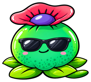 The Avalon Magic Plants mascot, a cactus with sunglasses